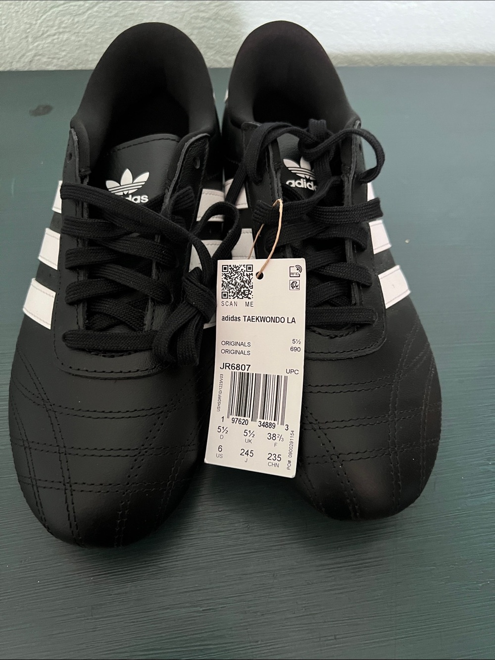 adidas Taekwondo LA Men’s Black with White Stripes Sneakers